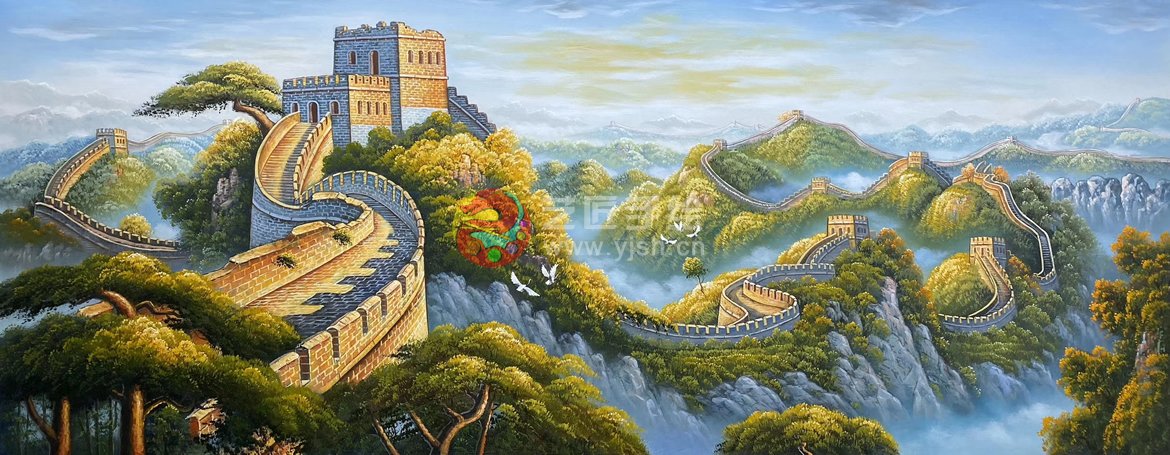 山川風景長城-油畫